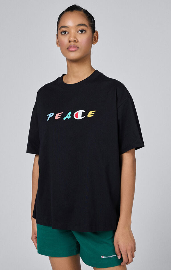 Champion Crewneck T Shirt Nera Donna