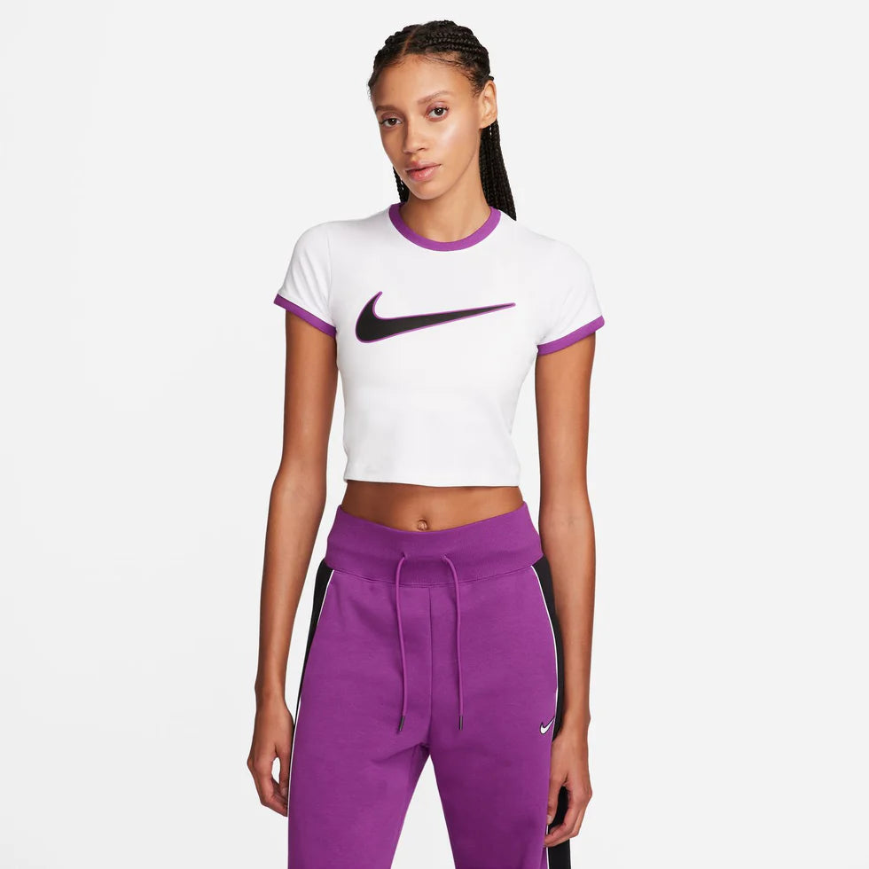 T-shirt Nike Sportswear Tee Swoosh Blanc Violet Femme