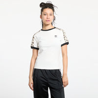 Adidas Leopard 3-Stripes T-Shirt Bianca Nera Donna — immagine 1
