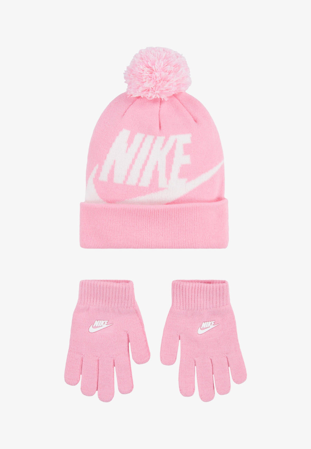 Nike Swoosh Set 2 Pezzi Cappello Guanti Rosa Bianchi Bambina