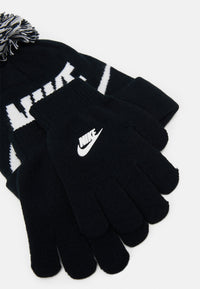 Nike Swoosh Ensemble 2 Pièces Bonnet Gants Noirs Blancs Enfants — immagine 2