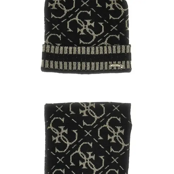 Guess Kids Set 2 Pezzi Cappello e Sciarpa Nero Oro Bambini