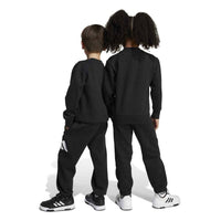 Pantalon de jogging polaire Adidas Essentials Logo - Ensemble pour enfants, noir — immagine 3
