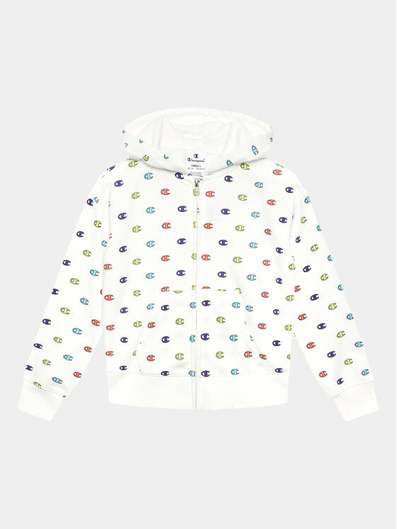 Champion Hooded Full Zip Suit Completo Tuta Bianca Blu Bambine Ragazze