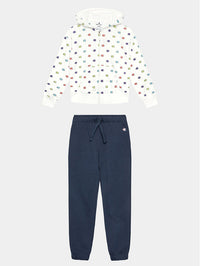 Champion Hooded Full Zip Suit Completo Tuta Bianca Blu Bambine Ragazze — immagine 1
