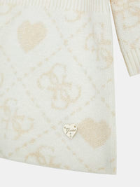 Guess Infant Completo 2 Pezzi Vestitino Piu Mutandine Bianco Logato Oro Bambina — immagine 3