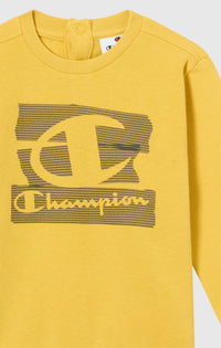 Champion Crewneck Fleece Graphic Completo Tuta Blu Giallo Bambino — immagine 3