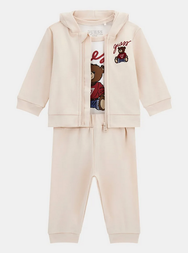 Guess Baby Completo 3 Pezzi Beige Bianca Bambini