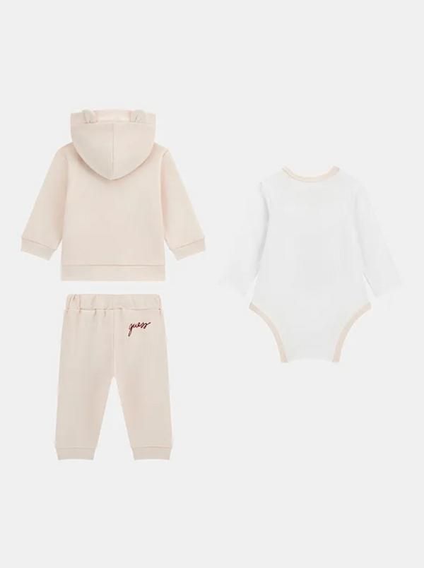Guess Baby Completo 3 Pezzi Beige Bianca Bambini