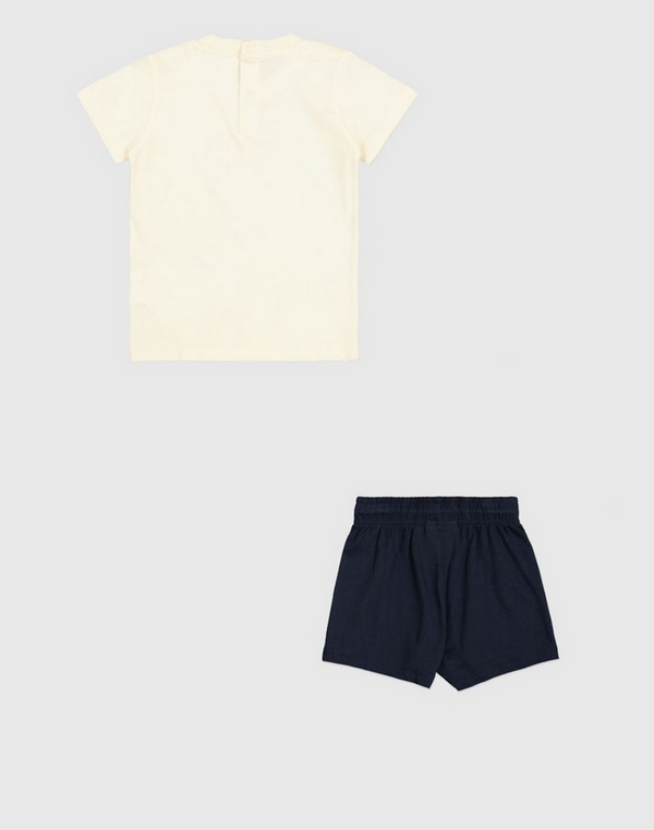 Champion Infant Completo T-Shirt Pantaloncini Beige Blu Bambino