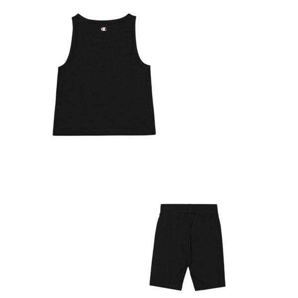 Champion Completo 2 Pezzi Nero Con Stampe Bambina