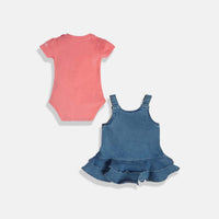 Guess Completo 2 Pezzi Body e Vestito Rosa Blu Denim Bambina — immagine 2