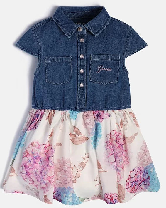 Guess Kids Vestito Misto Jeans Multicolore Bambina
