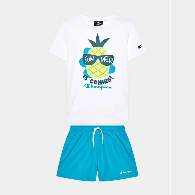 Champion Children's  Completo 2 Pezzi Bianco Blu Bambino