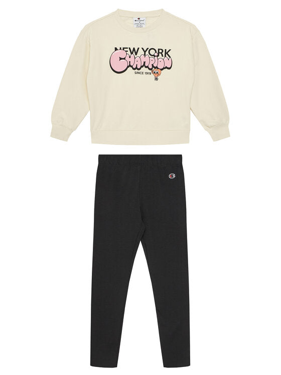 Champion Legacy Completo Tuta Rosa Nero Bambina