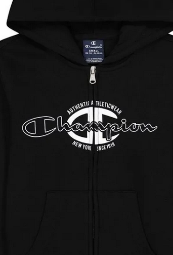 Champion Felpa Chiusura Zip Con Cappuccio Nera Bambini