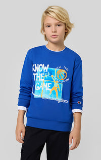 Champion Sweat-shirt Col Rond Bleu Enfant — immagine 2