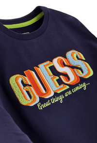 Guess Sweat-shirt Col Rond Bleu Enfants Garçons — immagine 3