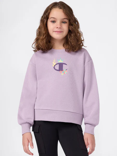 Champion Crew Felpa Girocollo Rosa Bambine Ragazze