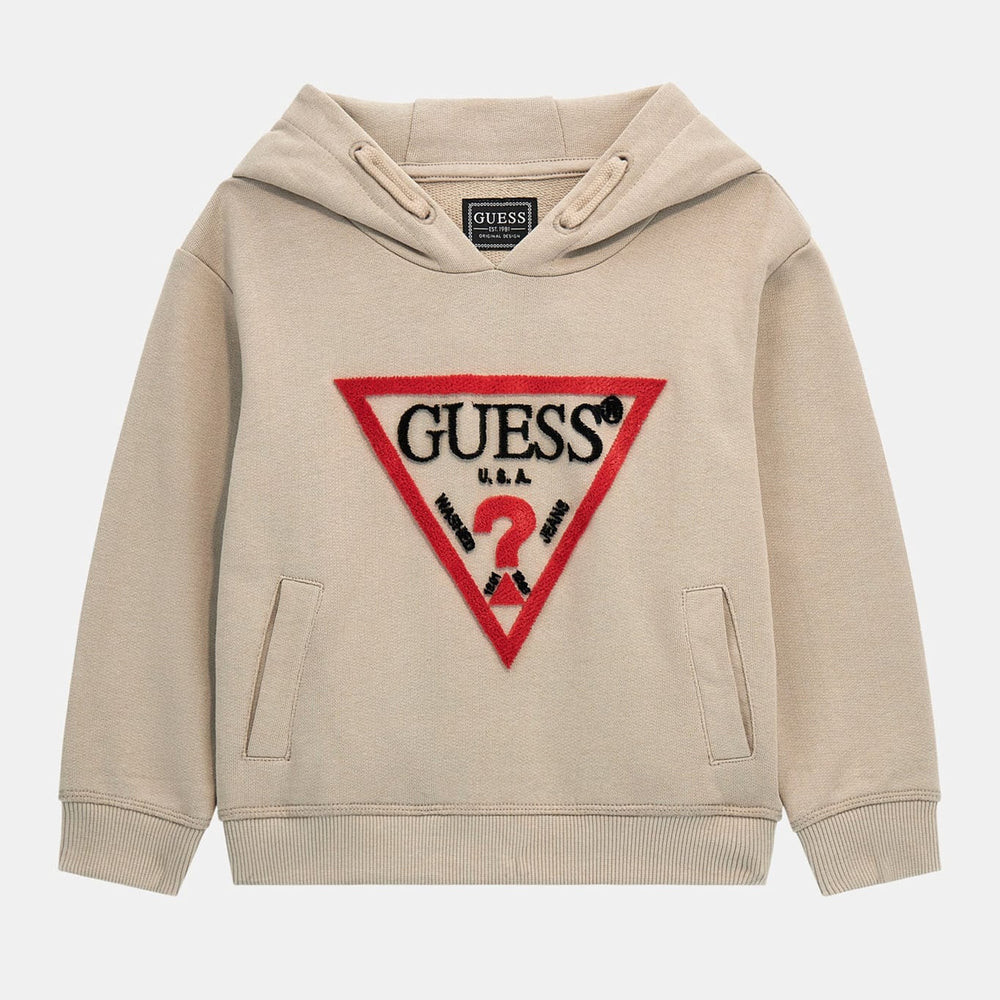 Guess Kids Sweat-shirt à Capuche Beige Rouge Enfants