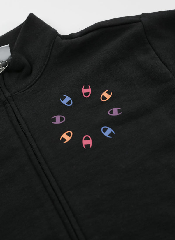 Champion Graphic Felpa Chiusura Zip Nera Bambina