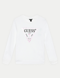 Guess Ls Active Wear Sweat-shirt col rond blanc rose bébé fille — immagine 1
