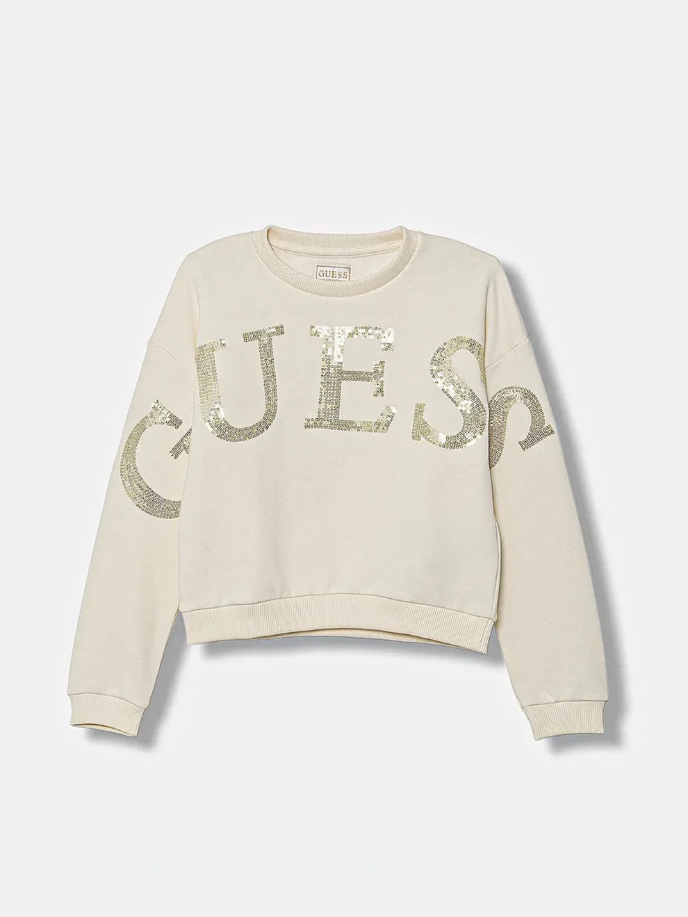 Guess Active Felpa Girocollo Bianca Argento Bambina