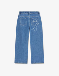 GUESS JEANS A PALAZZO SCRITTA RICAMATA SULLA TASCA POSTERIORE REGOLABILE IN VITA — immagine 2