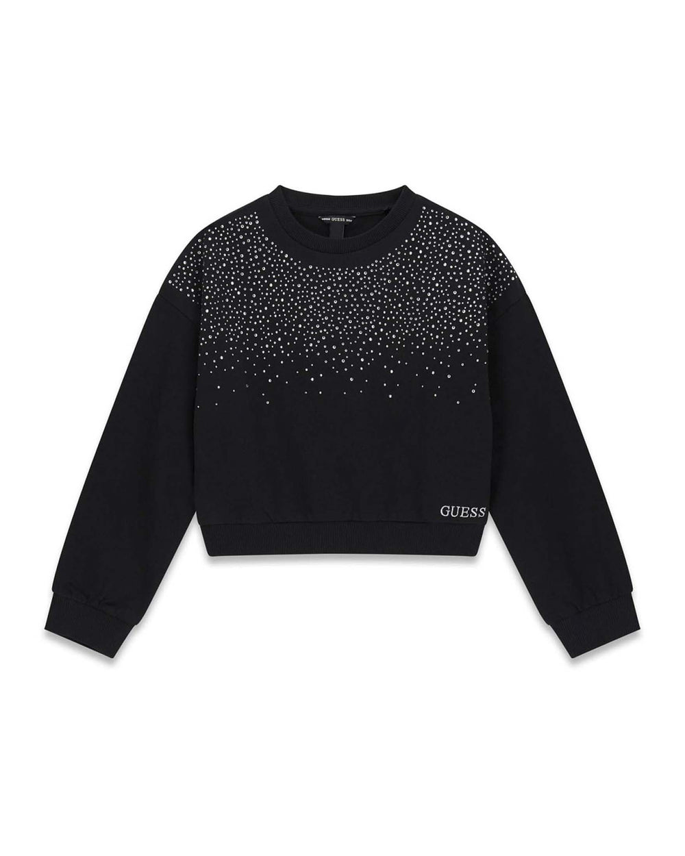 GUESS FELPA GARZATA NERA CON STRASS
