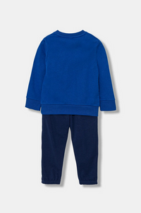 ADIDAS DEUX PIÈCES MOLLETON GRATTÉ BLEU ÉLECTRIQUE AVEC LOGO BLANC, PANTALON BLEU AVEC BAS DE JAMBES RESSERRÉS AUX CHEVILLES — immagine 2