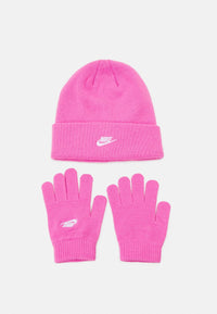 NIKE ENSEMBLE BONNET FUCHSIA AVEC LETTRAGE BLANC BRODÉ, GANTS FUCHSIA — immagine 1