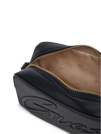 GUESS BORSETTAIN PELLE  A TRACOLLA NERA CHIUSURA CON ZIP, SCRITTA IN RILIEVO — immagine 3