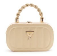 GUESS BORSETTA IN PELLE BEIGE TRACOLLA A CATENA CON MANICO INTRECCIATO E DETTAGLI ORO — immagine 1