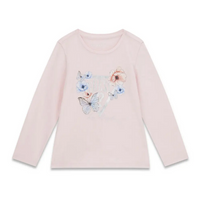 GUESS T-SHIRT MANCHES LONGUES ROSE AVEC LOGO ARGENTÉ ET FLEURS — immagine 1