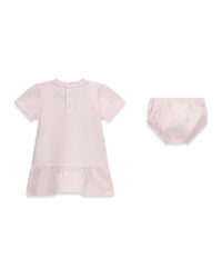 GUESS ENSEMBLE 2 PIÈCES ROBE MANCHES COURTES BROSSÉE ROSE AVEC OURSON ET PETITS CŒURS, CULOTTE ROSE — immagine 2