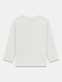 GUESS T-SHIRT MANICA LUNGA BIANCA TASCHINO CON SCRITTA RICAMATA ROSSA E ORSETTO — immagine 2