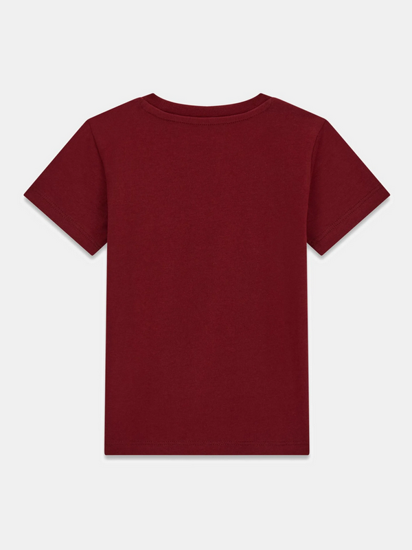 GUESS T-SHIRT MANICA CORTA BORDEAUX CON SCRITTA NERA E ORSETTO