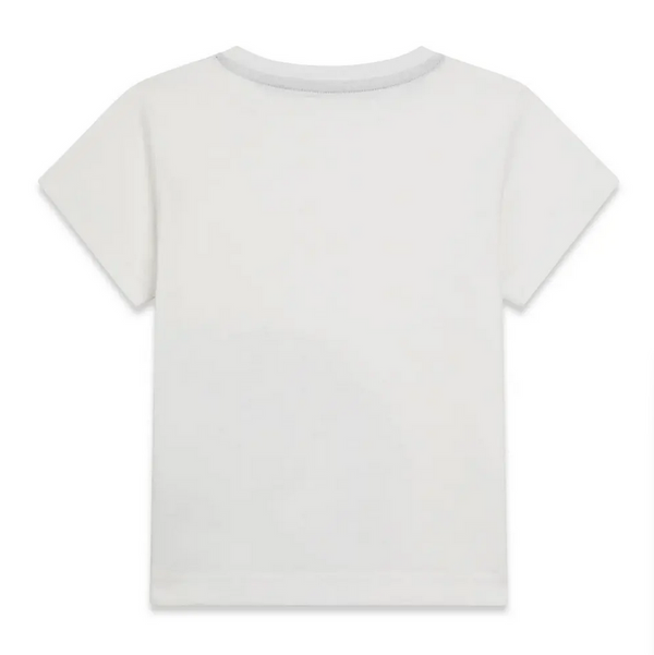 GUESS T-SHIRT MANICA CORTA BIANCA CON SCRITTE BLU E CELESTI