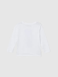 GUESS T-SHIRT MANICA LUNGA BIANCA CON SCRITTA CELESTE — immagine 2