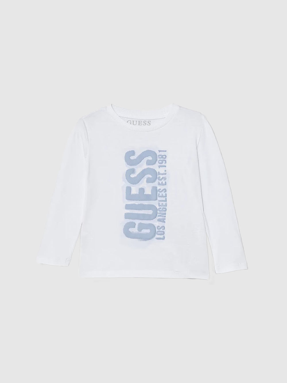 GUESS T-SHIRT MANICA LUNGA  BLU CON SCRITTA CELESTE