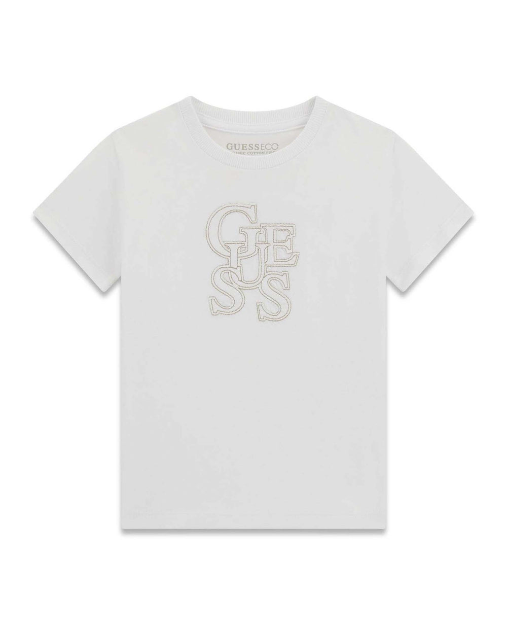 GUESS T-SHIRT MANICA CORTA BIANCA CON SCRITTA RICAMATA