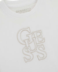 GUESS T-SHIRT MANICA CORTA BIANCA CON SCRITTA RICAMATA — immagine 3
