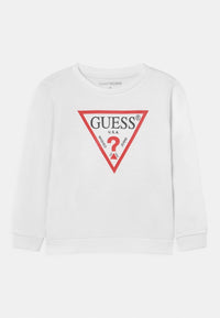 GUESS FELPA GARZATA BIANCA CON LOGO ROSSO E NERO — immagine 1