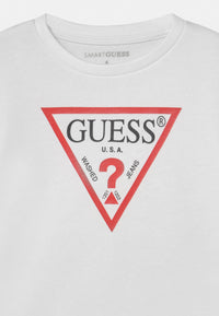 GUESS FELPA GARZATA BIANCA CON LOGO ROSSO E NERO — immagine 3