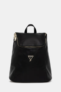 GUESS ZAINO IN PELLE NERO UNICA TASCA CHIUSURA CON ZIP IN ORO — immagine 1