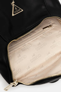 GUESS ZAINO IN PELLE NERO UNICA TASCA CHIUSURA CON ZIP IN ORO — immagine 4