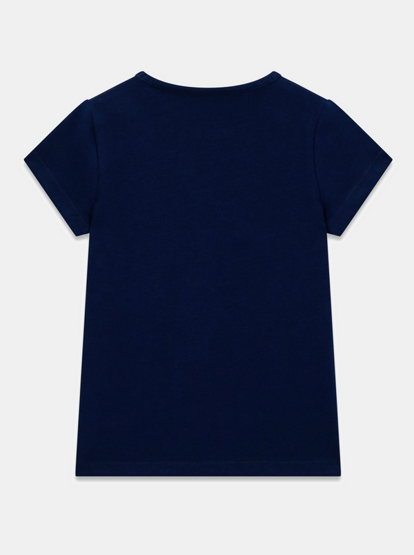 GUESS T-SHIRT MANICA CORTA BLU NOTTE CONSCRITTE BRILLANTINATE E ORSETTO