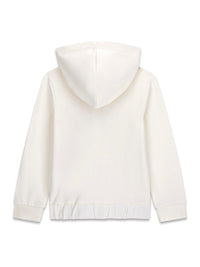 GUESS SWEAT ZIPPÉ EN MOLLETON GRATTÉ AVEC CAPUCHE COULEUR CRÈME AVEC LETTRES ROSES ET CŒUR FUCHSIA, ÉLASTIQUE À LA TAILLE — immagine 2