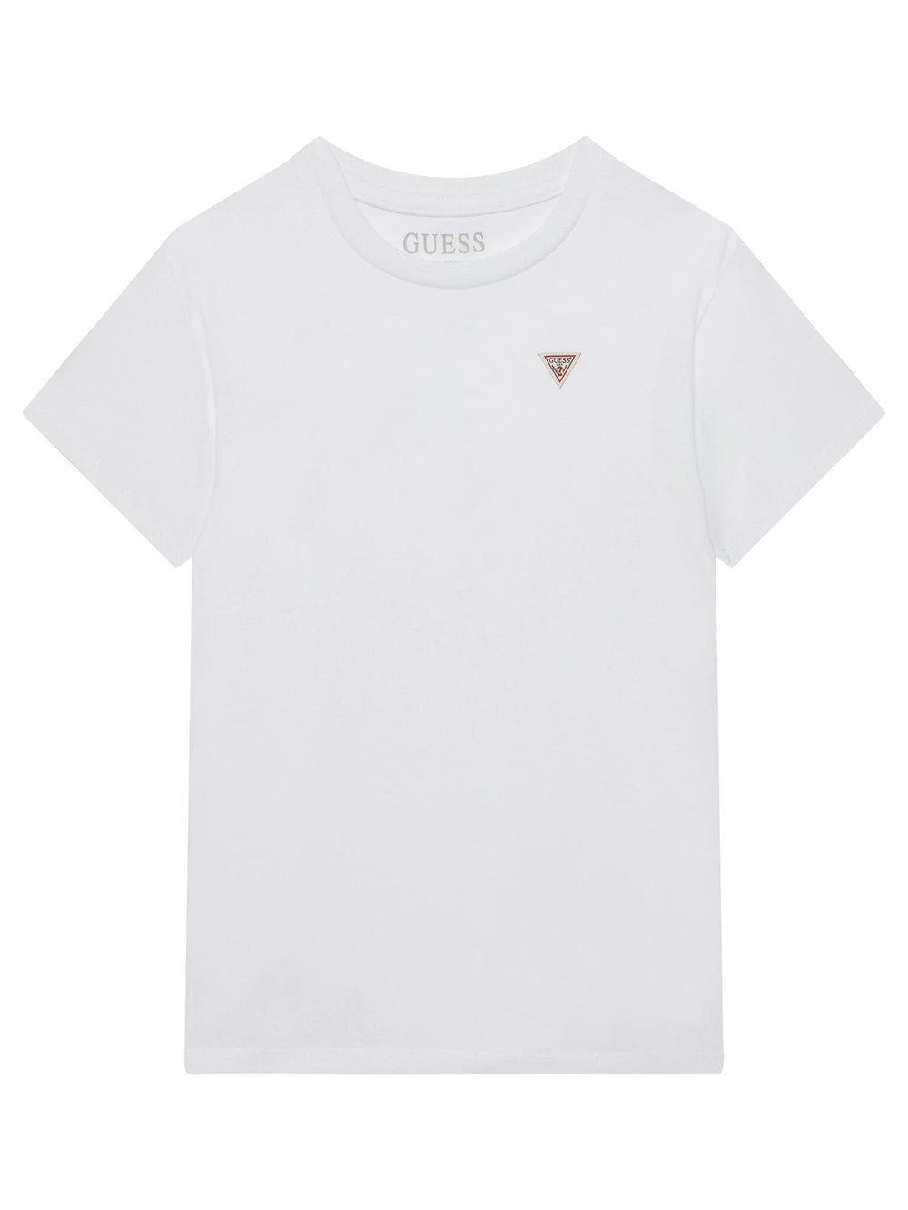 GUESS T-SHIRT MANCHES COURTES BLANCHE AVEC ÉCUSSON LOGO CLASSIQUE PETIT