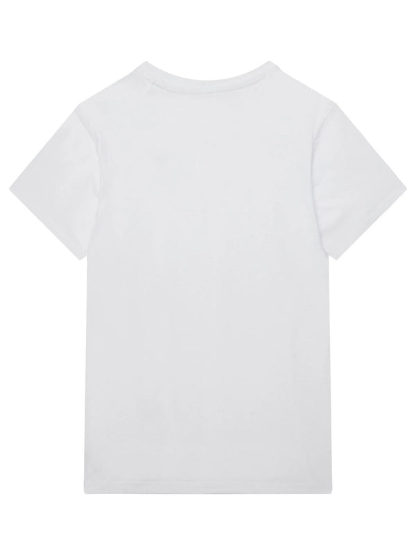 GUESS T-SHIRT MANICA CORTA BIANCA CON TOPPA LOGO CLASSICO PICCOLO